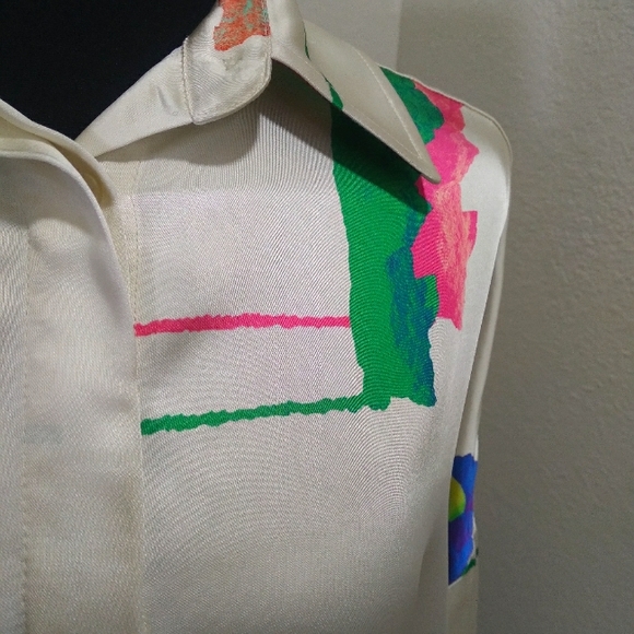 H&M STUDIO 2020 Women's MultiColor Abstract Print Long Sleeve Blouse- Size S - Picture 14 of 14